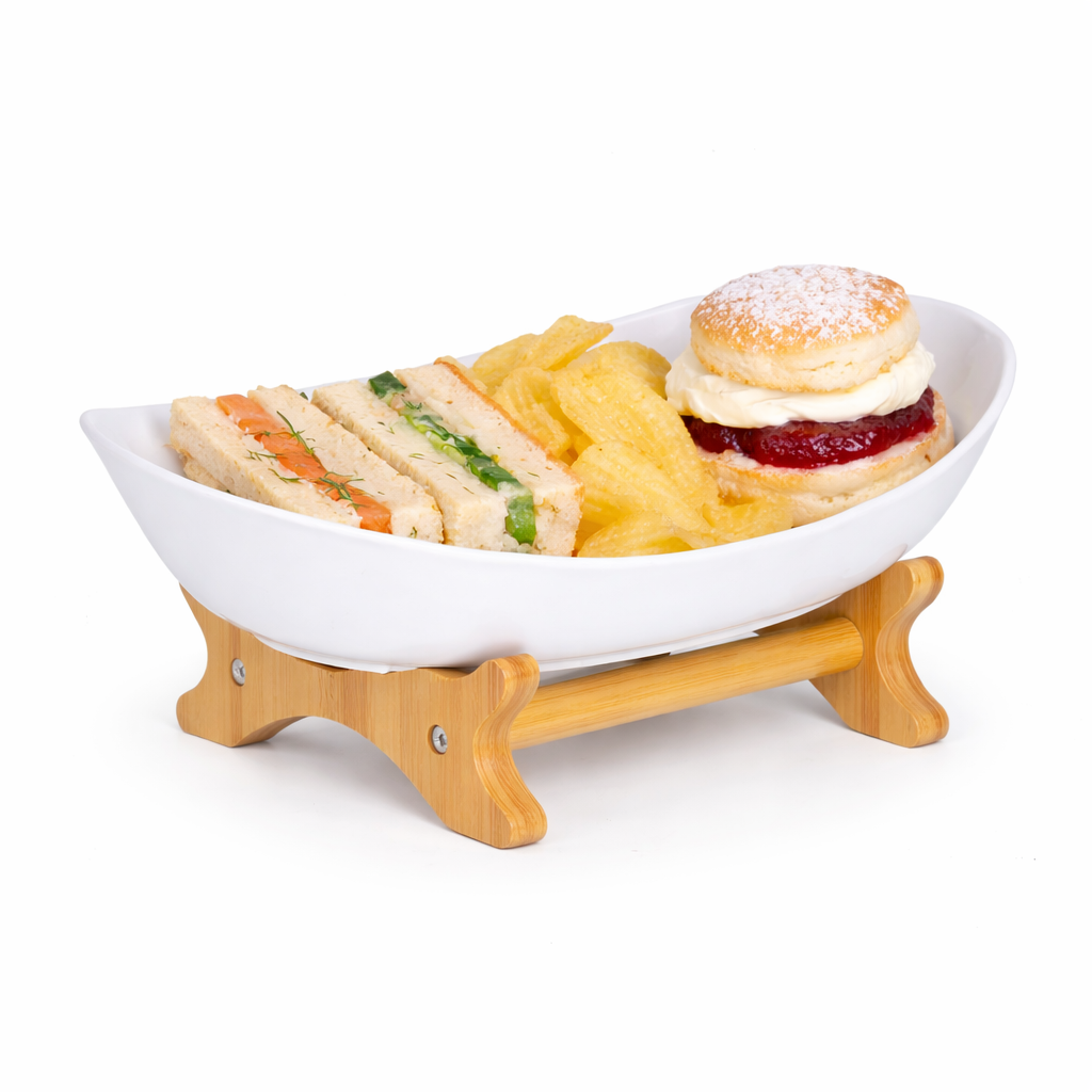 Bamboo 1-Tier Serving Platter Set - White