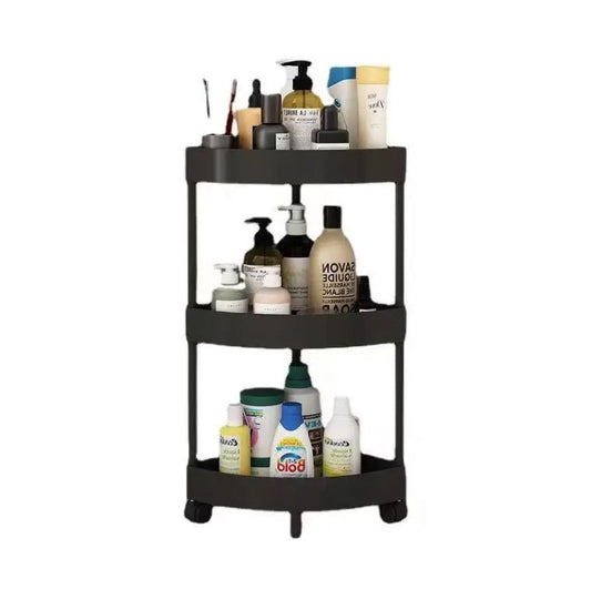 Corner Bathroom Storage Trolley on Wheels Black