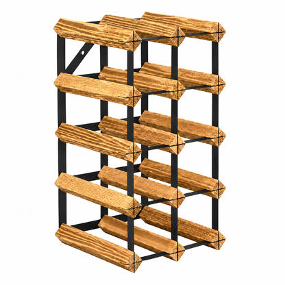 12 Bottle Wood & Metal Wine Rack (Light Wood & Black)