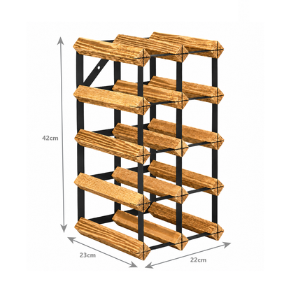 12 Bottle Wood & Metal Wine Rack (Light Wood & Black)