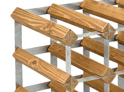 12 Bottle Wood & Metal Wine Rack (Light Wood & Silver)