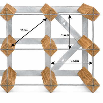 12 Bottle Wood & Metal Wine Rack (Light Wood & Silver)