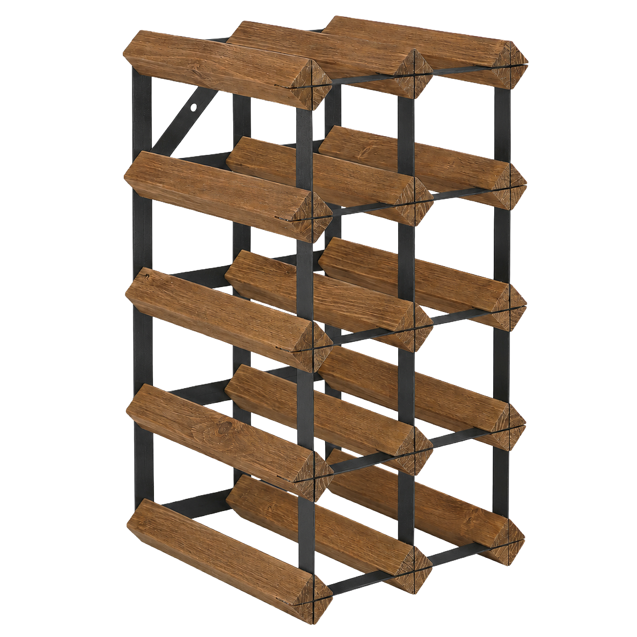 12 Bottle Wood & Metal Wine Rack (Dark Wood & Black)