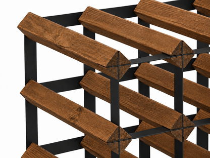 12 Bottle Wood & Metal Wine Rack (Dark Wood & Black)