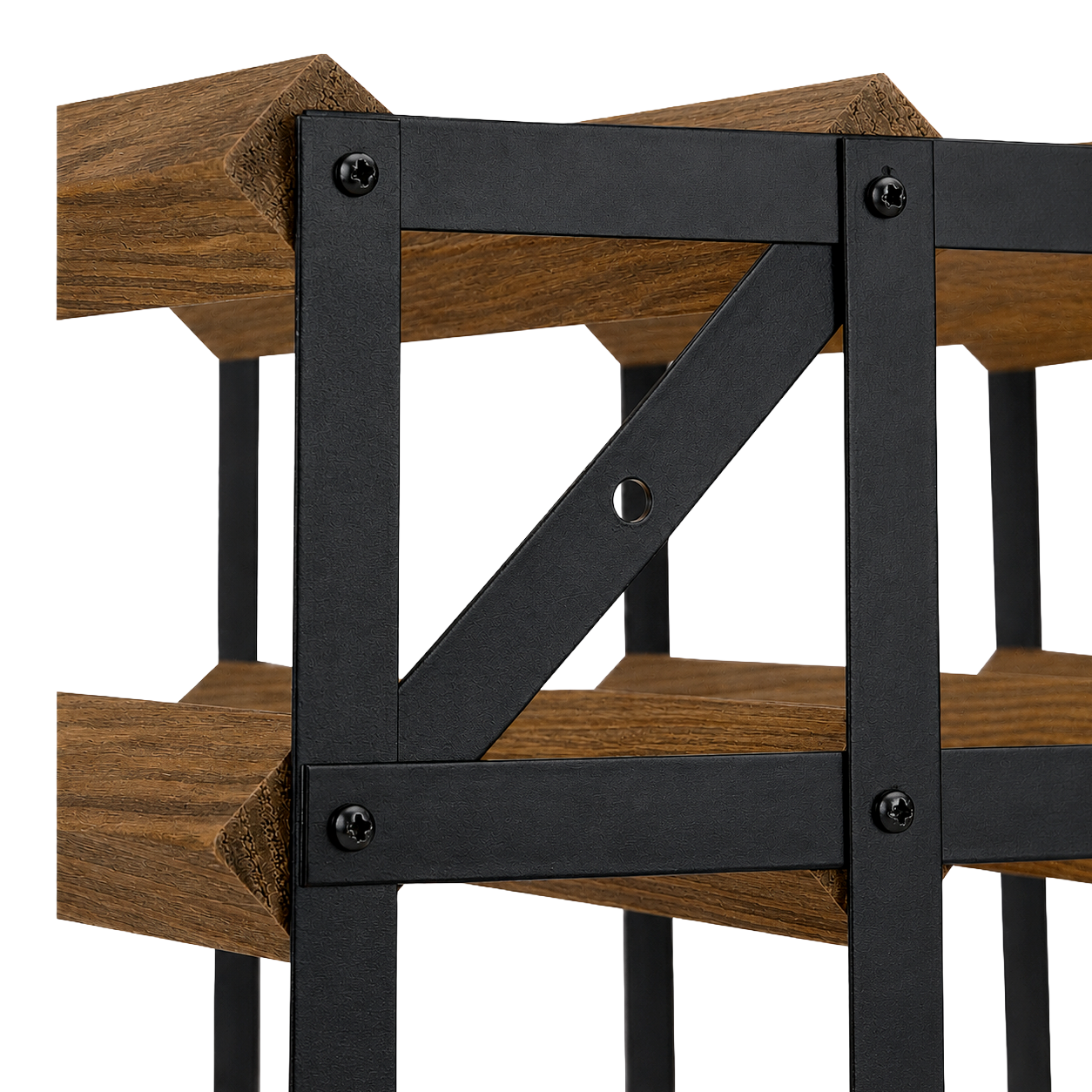 12 Bottle Wood & Metal Wine Rack (Dark Wood & Black)