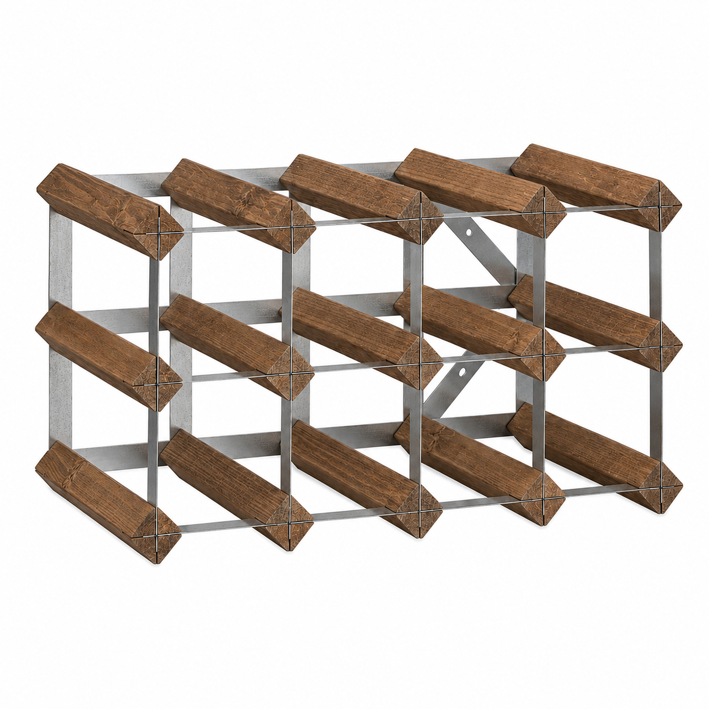 12 Bottle Wood & Metal Wine Rack (Dark Wood & Silver)