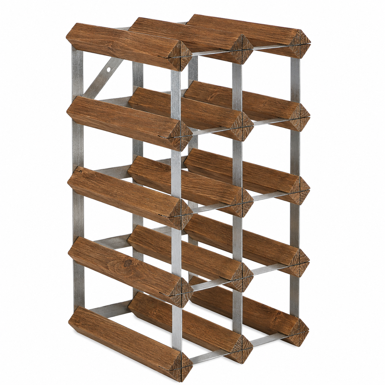 12 Bottle Wood & Metal Wine Rack (Dark Wood & Silver)