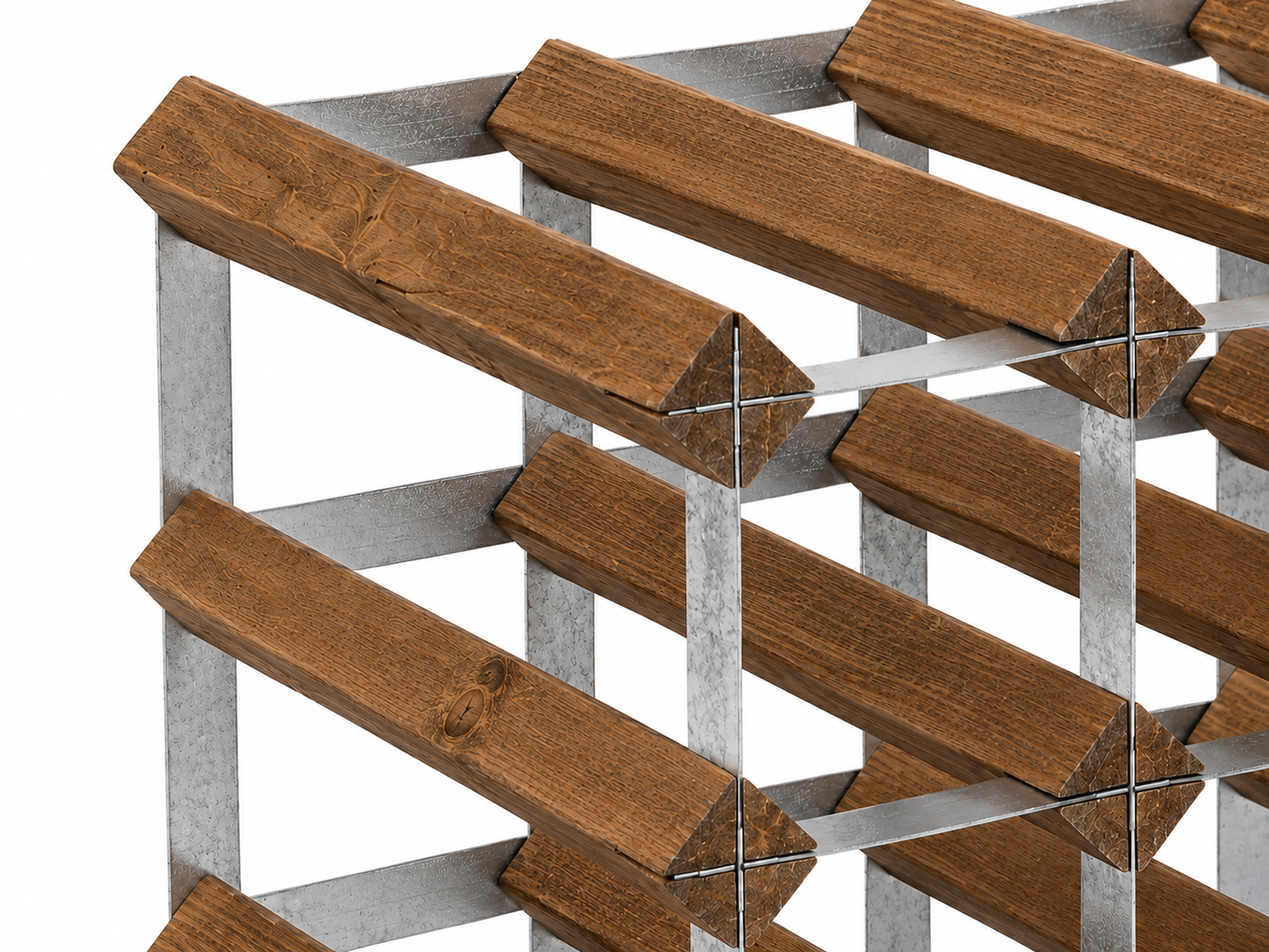 12 Bottle Wood & Metal Wine Rack (Dark Wood & Silver)