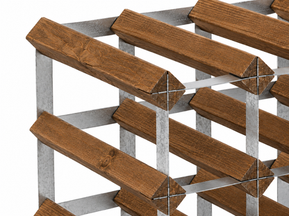 12 Bottle Wood & Metal Wine Rack (Dark Wood & Silver)