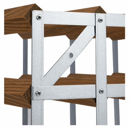 12 Bottle Wood & Metal Wine Rack (Dark Wood & Silver)