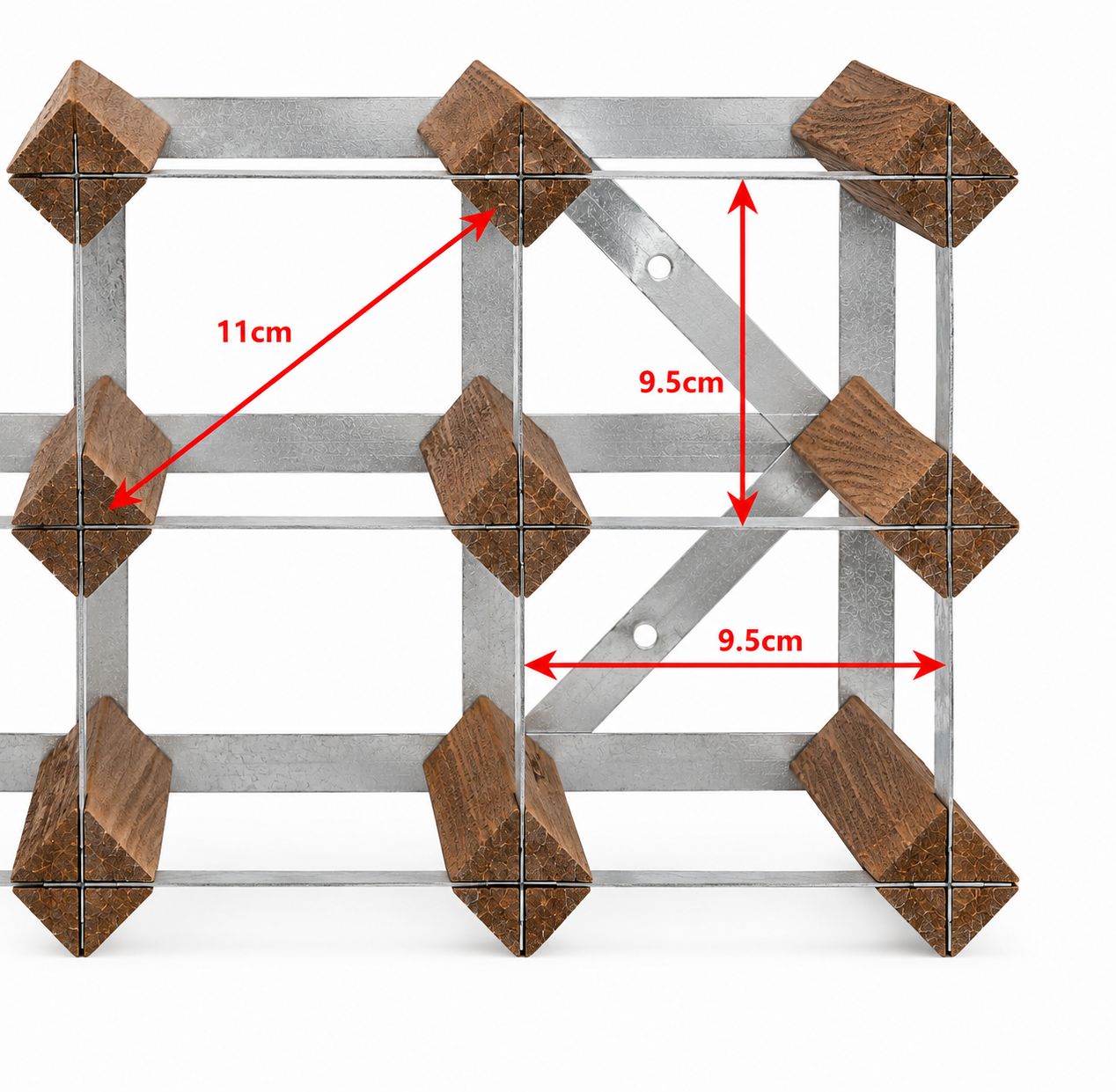 12 Bottle Wood & Metal Wine Rack (Dark Wood & Silver)