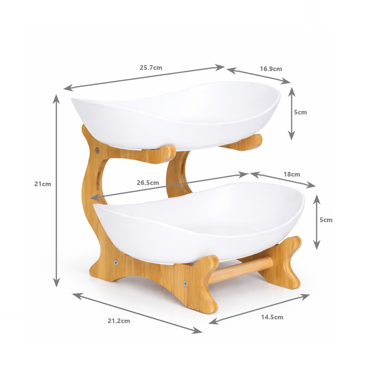 Bamboo 2-Tier Serving Platter Set - White