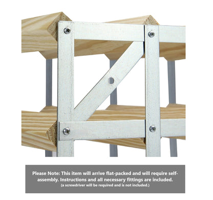 20 Bottle Wood & Metal Wine Rack (Natural Wood & Silver)