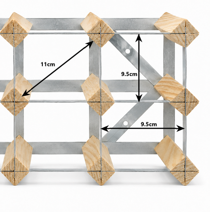 20 Bottle Wood & Metal Wine Rack (Natural Wood & Silver)