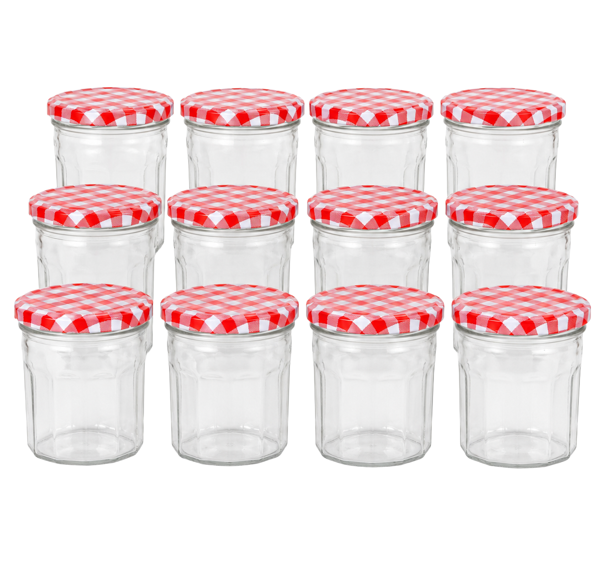 Wide Mouth Glass Jam Jars 324ml - Set of 12