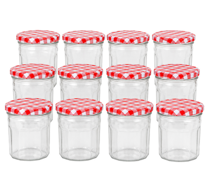 Wide Mouth Glass Jam Jars 324ml - Set of 12
