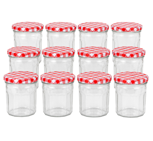 Wide Mouth Glass Jam Jars 324ml - Set of 12