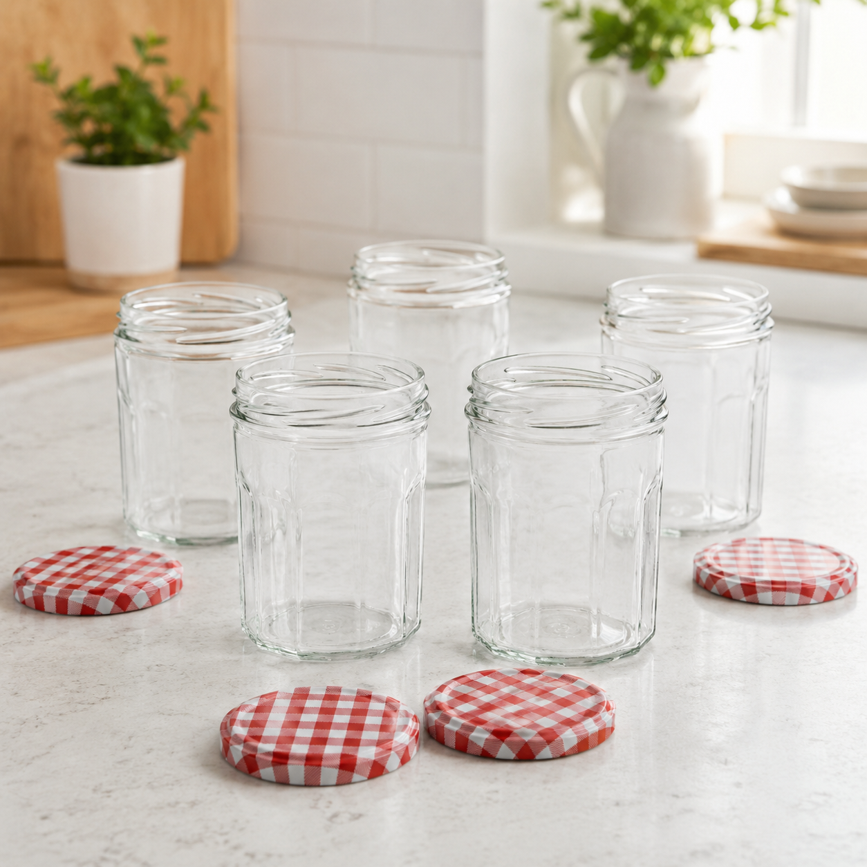 Wide Mouth Glass Jam Jars 324ml - Set of 12