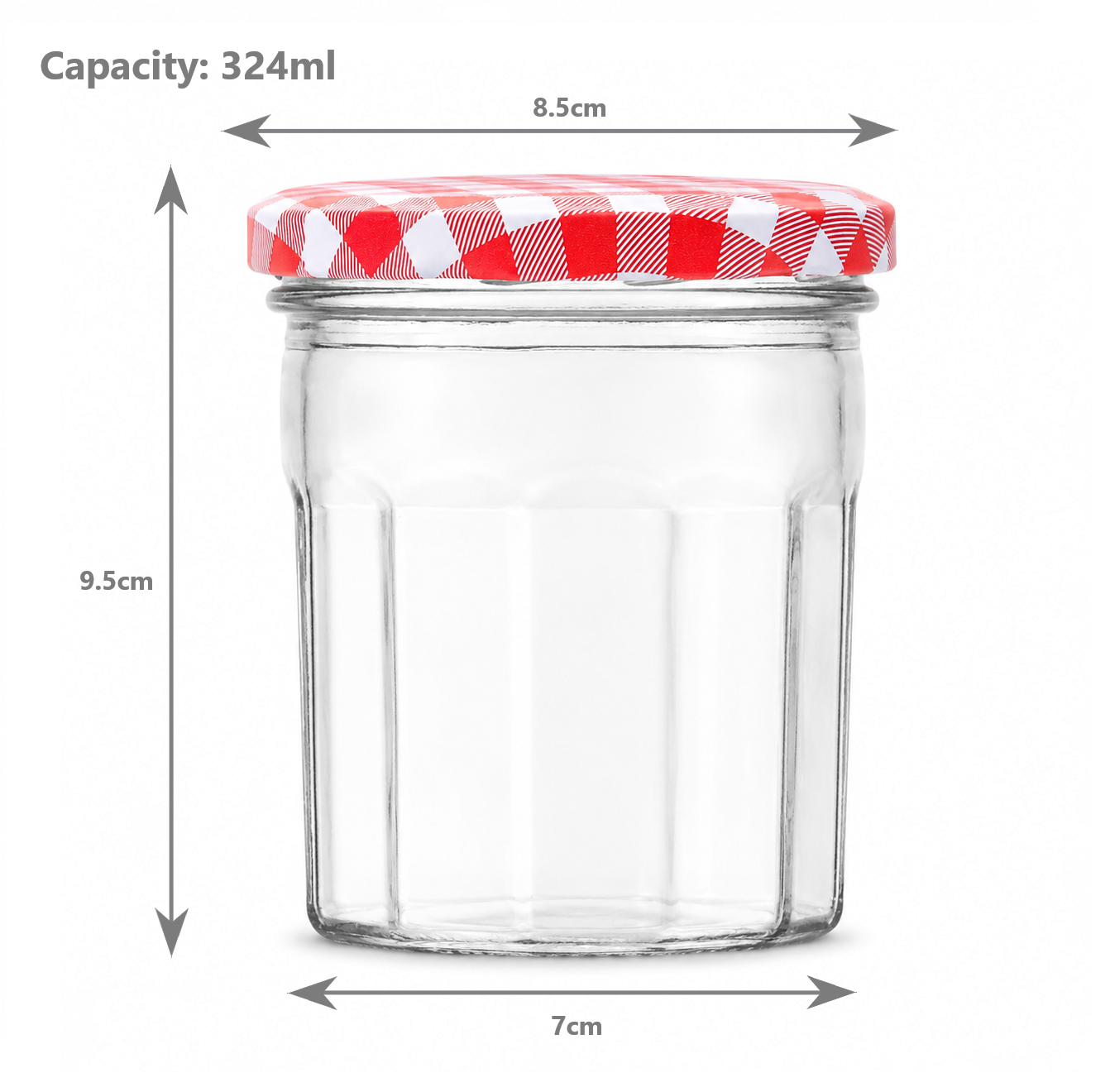 Wide Mouth Glass Jam Jars 324ml - Set of 12