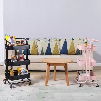 3-Tier Metal Storage Trolley on Wheels - Black