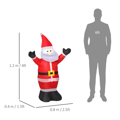 4ft Inflatable Christmas Santa Claus Xmas LED Air Blown Outdoor Christmas decoration