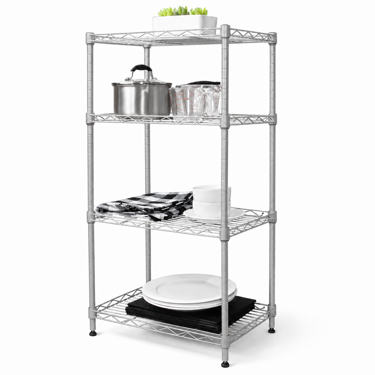 4 Tier Shelving Unit - Silver