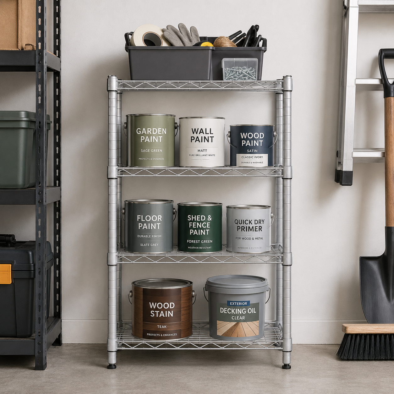 4 Tier Shelving Unit - Silver