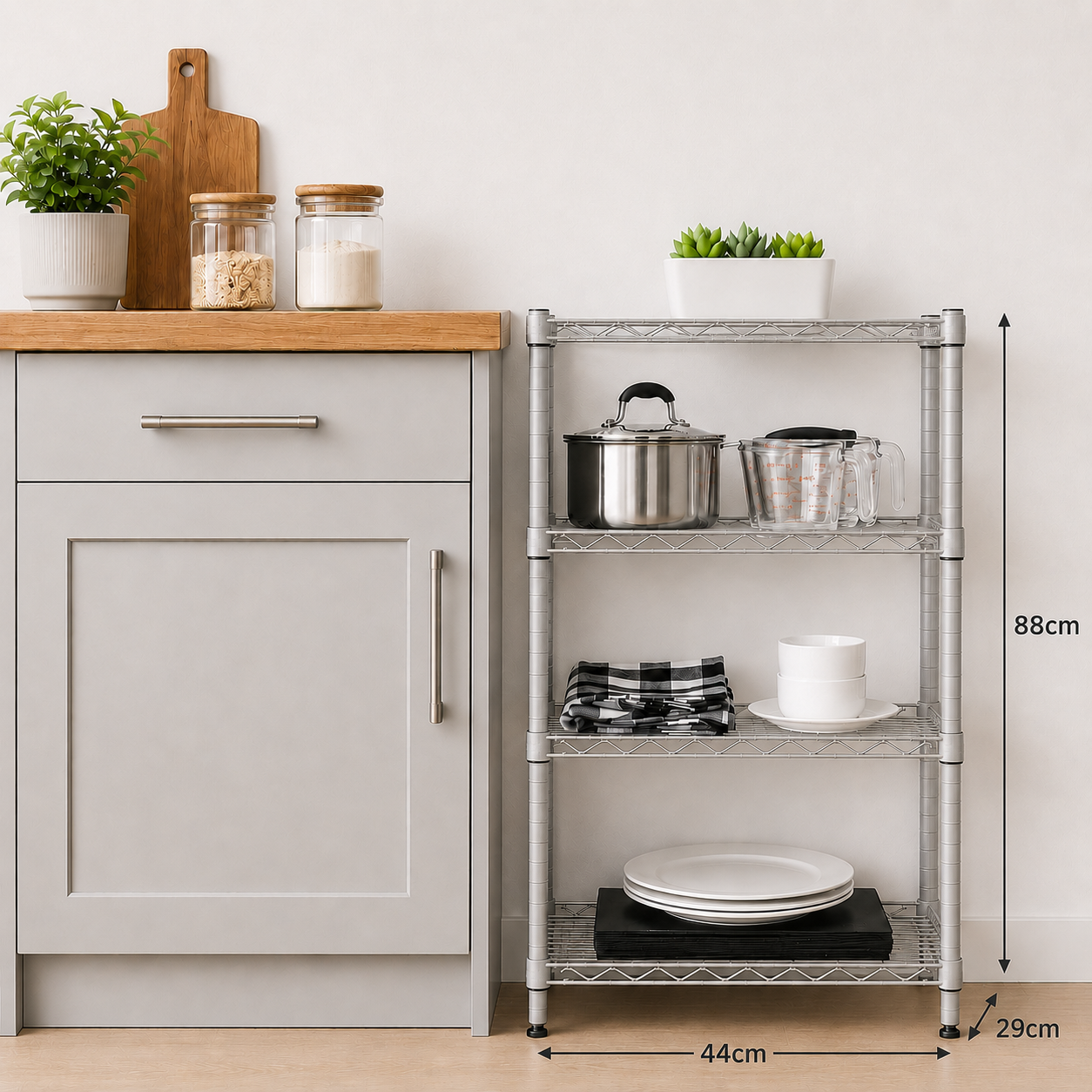 4 Tier Shelving Unit - Silver