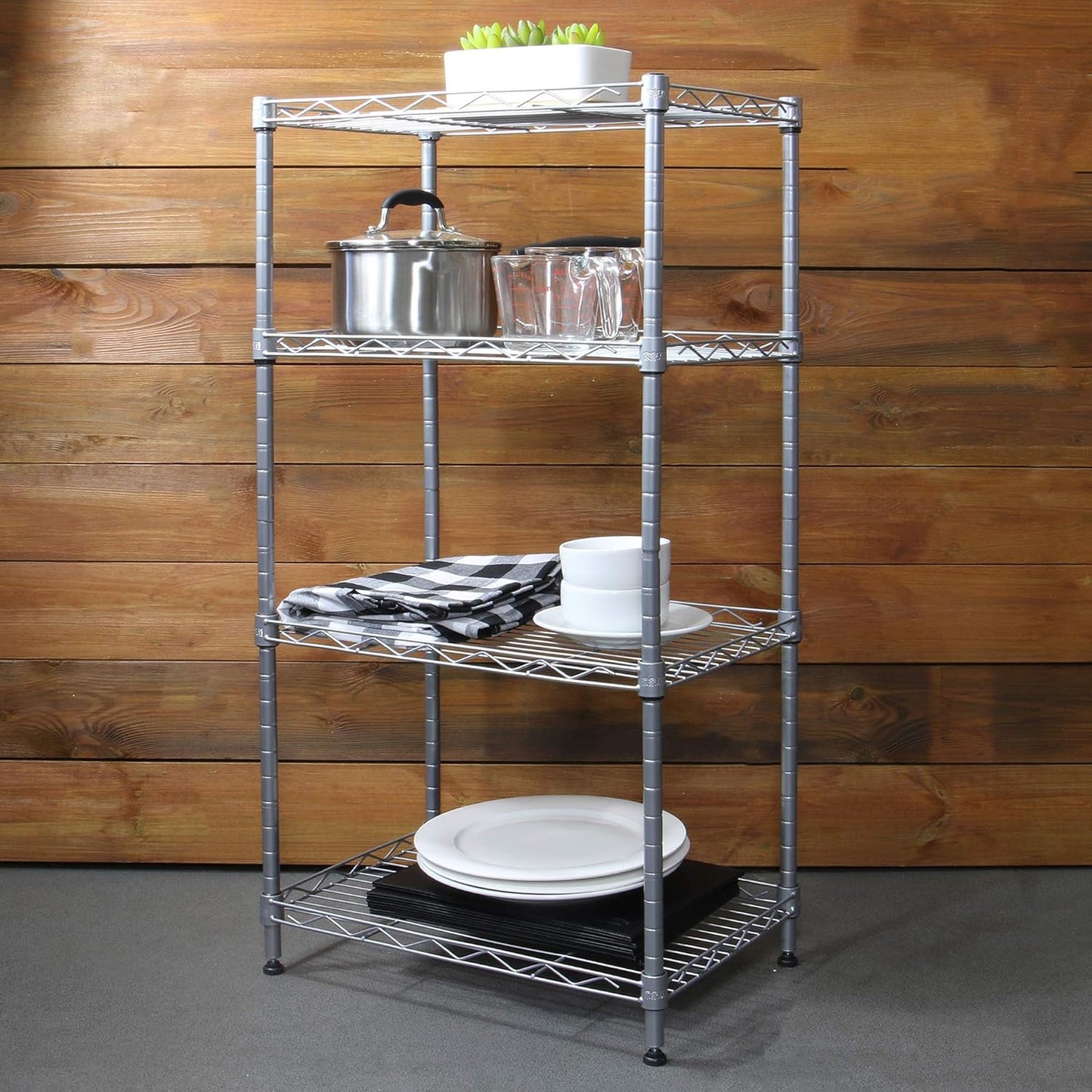 4 Tier Shelving Unit - Silver