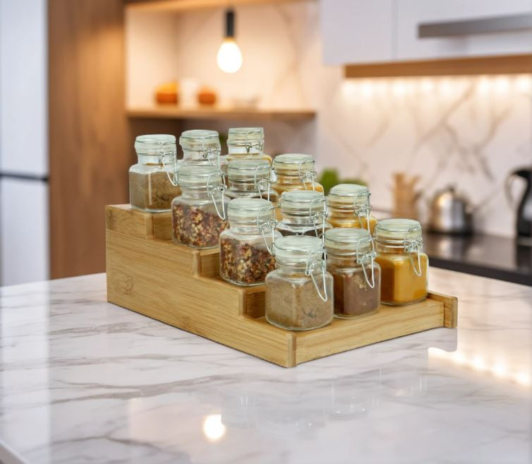 4-Tier Bamboo Extending Spice Rack