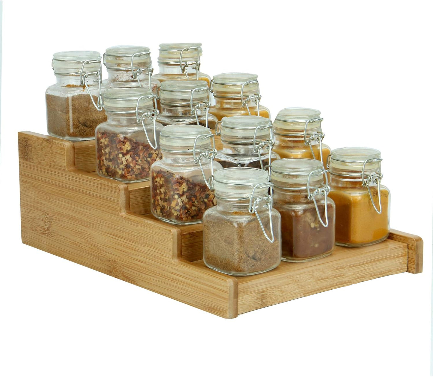 4-Tier Bamboo Extending Spice Rack