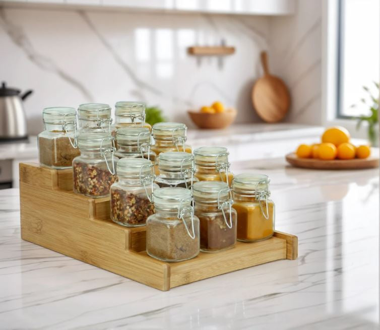4-Tier Bamboo Extending Spice Rack