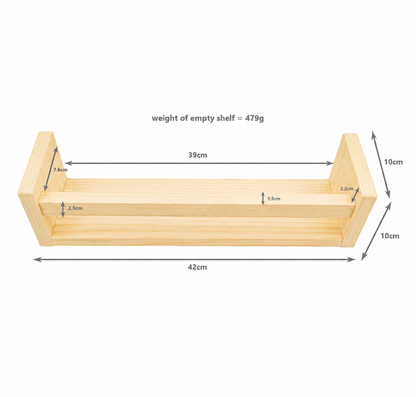 Nursery Floating Book Shelves Natural Wood 42cm - Set of 2