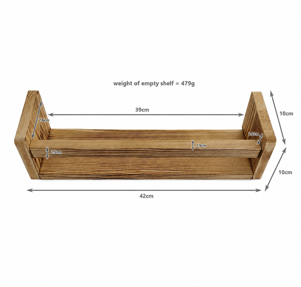 Nursery Floating Book Shelves Stained Wood 42cm - Set of 2