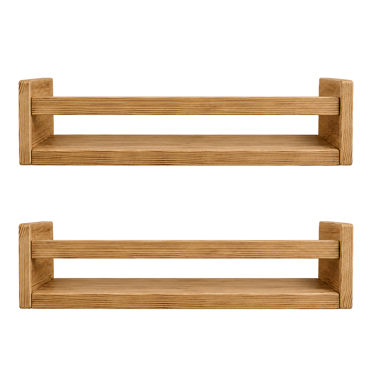 Nursery Floating Book Shelves Stained Wood 42cm - Set of 2