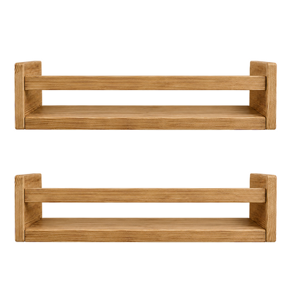 Nursery Floating Book Shelves Stained Wood 42cm - Set of 2