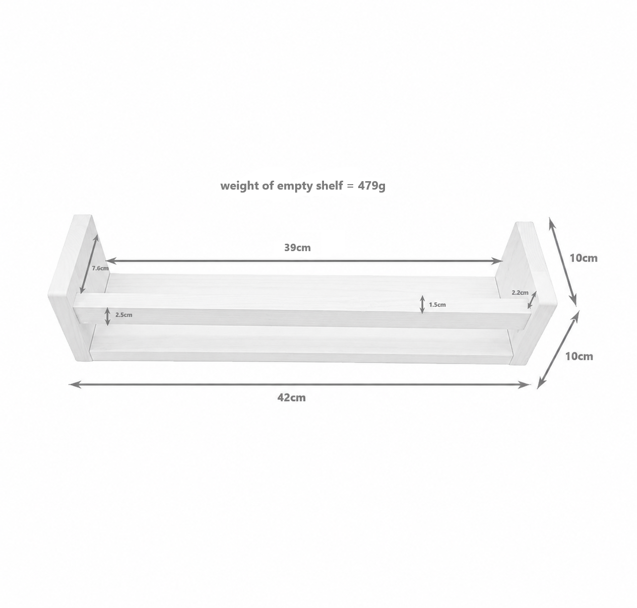 Nursery Floating Book Shelves White Wood 42cm - Set of 2