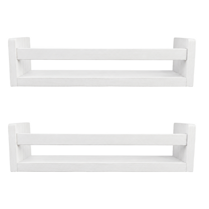 Nursery Floating Book Shelves White Wood 42cm - Set of 2