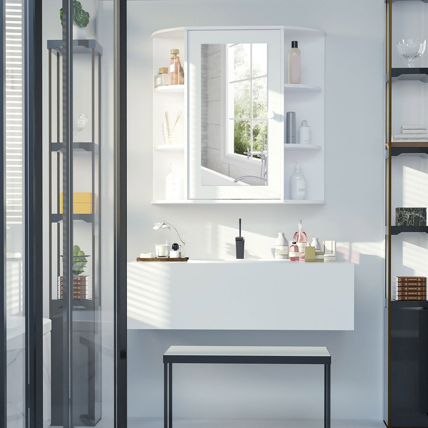 Wall Mounted Bathroom Cabinet w/ Mirror