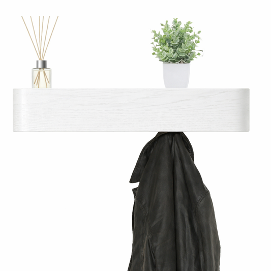 Wall-Mounted Coat Rack with 5 Hidden Hooks - White