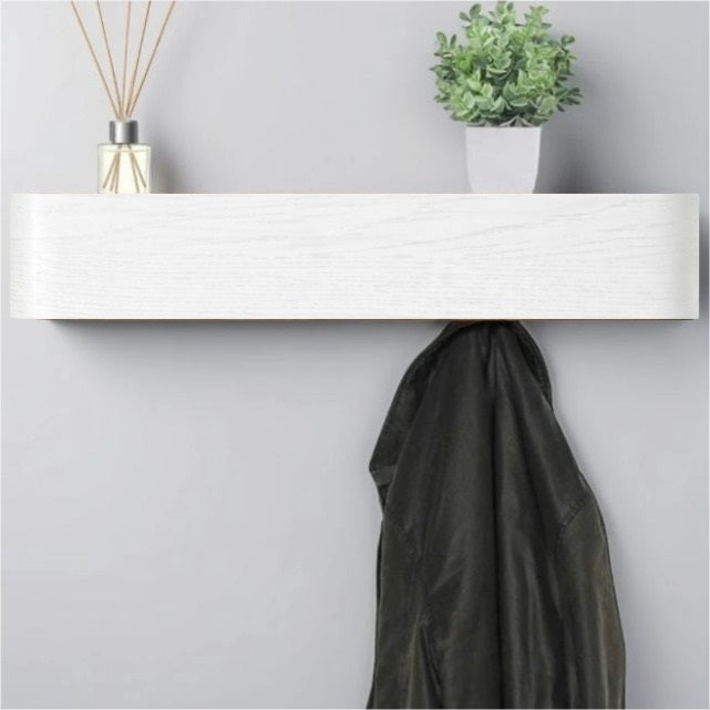 Wall-Mounted Coat Rack with 5 Hidden Hooks - White