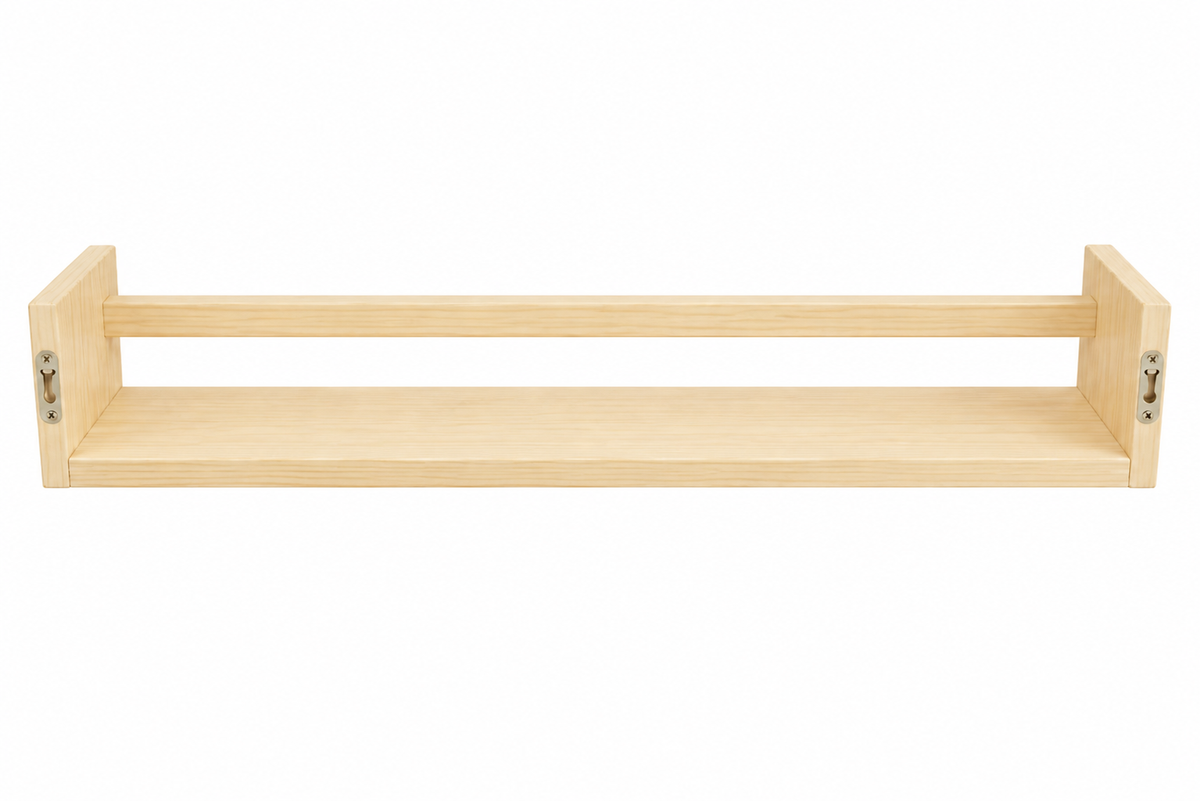Nursery Floating Book Shelves Natural Wood 60cm - Set of 2