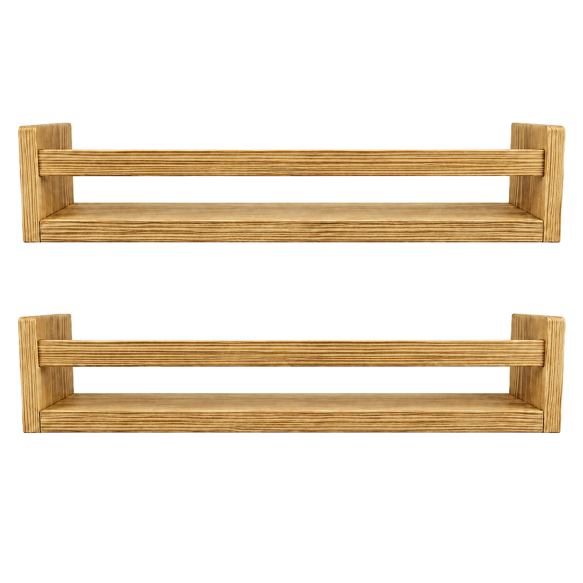 Nursery Floating Book Shelves Stained Wood 60cm - Set of 2