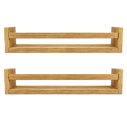 Nursery Floating Book Shelves Stained Wood 60cm - Set of 2