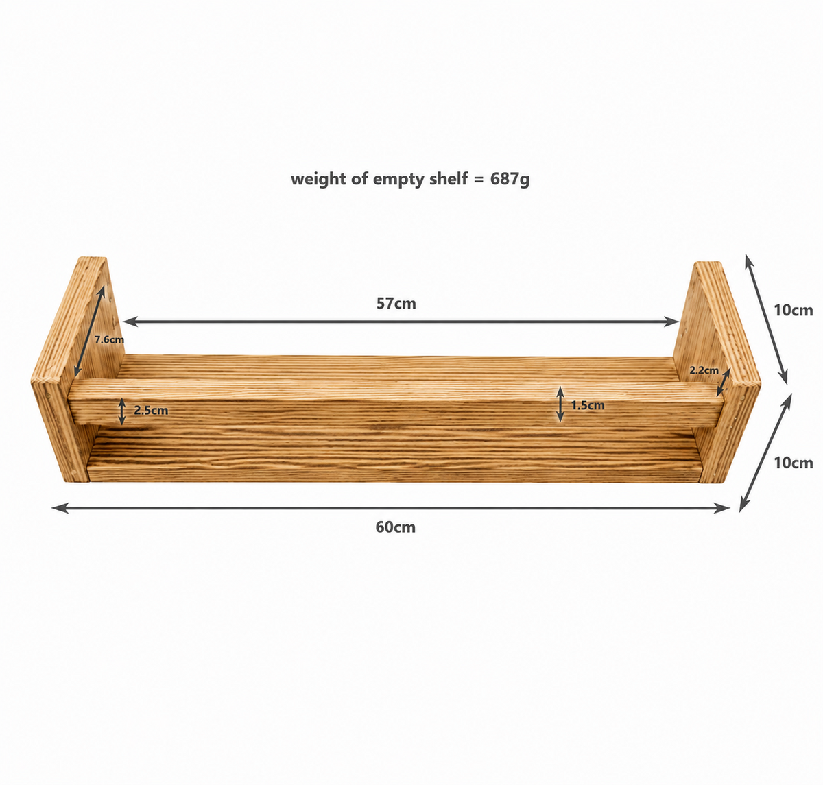 Nursery Floating Book Shelves Stained Wood 60cm - Set of 2