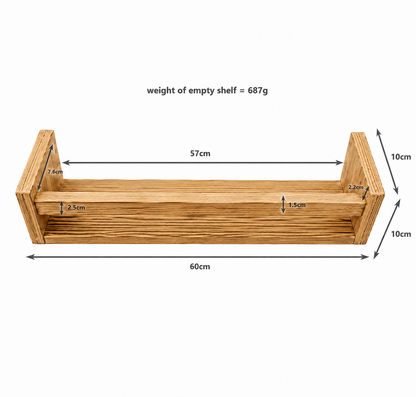 Nursery Floating Book Shelves Stained Wood 60cm - Set of 2