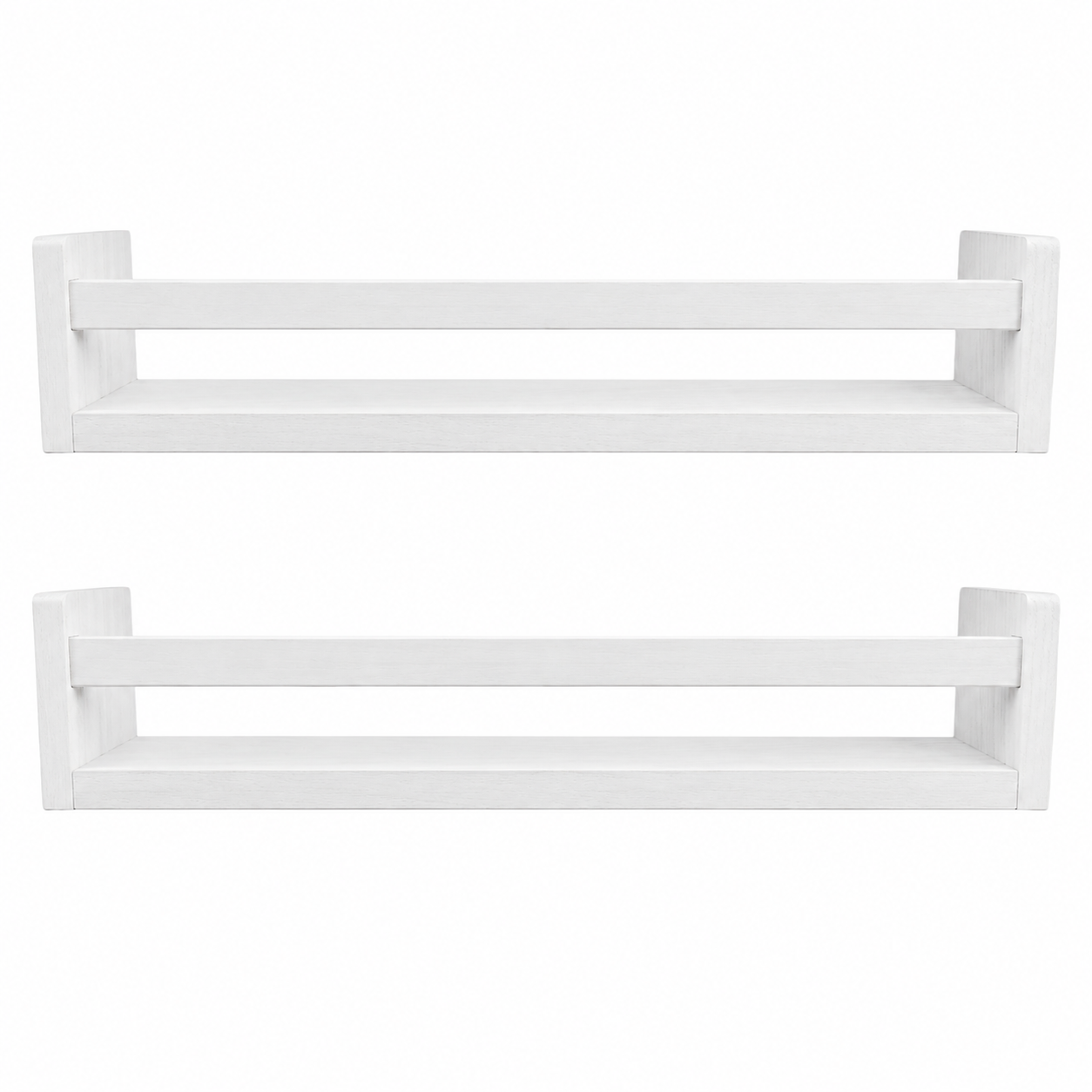 Nursery Floating Book Shelves White Wood 60cm - Set of 2