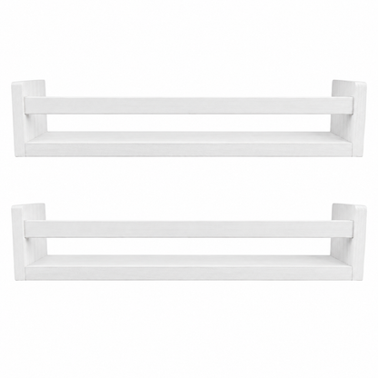 Nursery Floating Book Shelves White Wood 60cm - Set of 2
