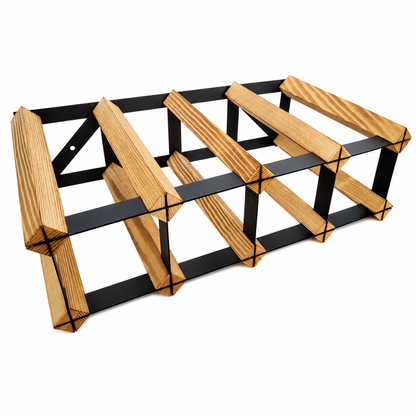 8 Bottle Wood & Metal Wine Rack (Light Wood & Black)
