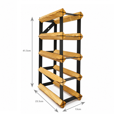 8 Bottle Wood & Metal Wine Rack (Light Wood & Black)